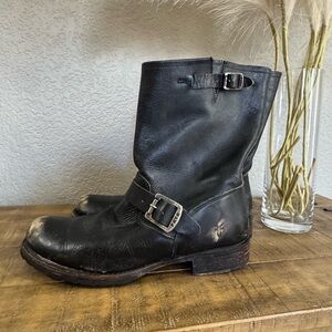 Frye Veronica Leather Distressed Moto Buckle Boots 9.5